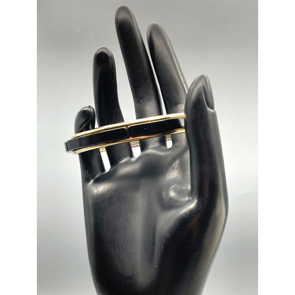 Vintage Bangle With Segmented Lucite Blocks On Go… - image 1